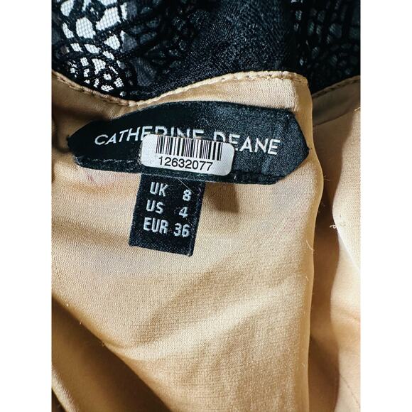 CATHERINE DEANE Black Button Front Noelle Lace Style Midi Dress Size US 4 - Picture 9 of 9